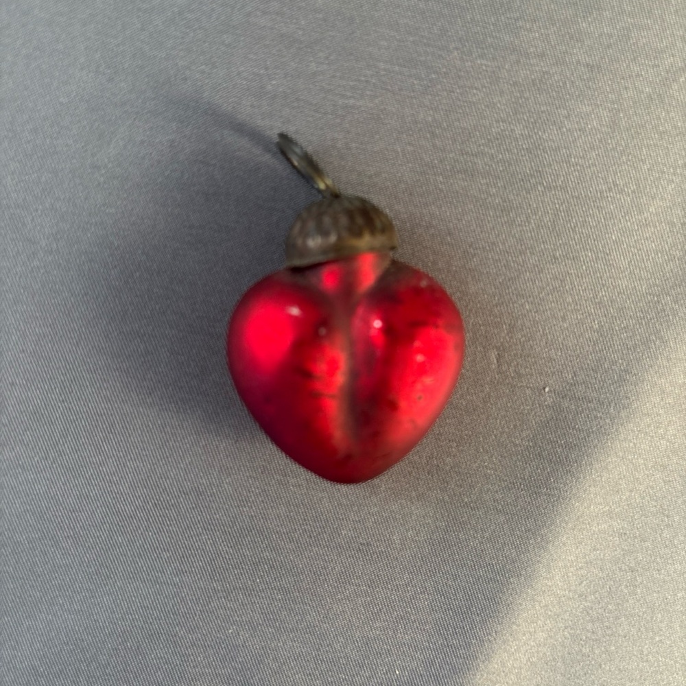 Vintage Kugel Style Heart Christmas Ornament Red Retro Collectible Decoration 2” - Picture 2 of 6